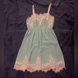 Re•named Light teal w/ivory lace Lingerie Dress